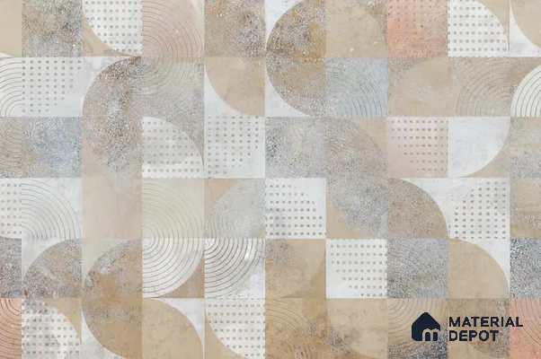 Balance of Forms Earth Tone Geometric Abstract | WP 04091 Canvas Texture Finish Geometric Style luxurious Customized size Wallpaper | 250 GSM WP01CNF Paper | (MOQ = 30 Sq. Ft.)