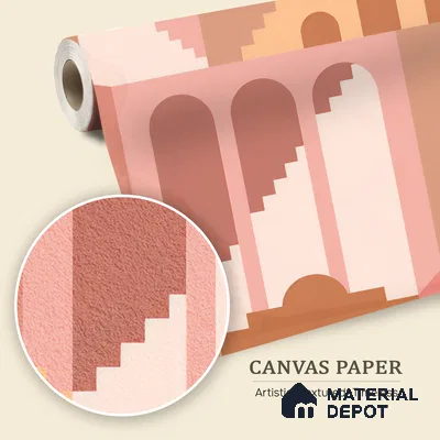 Geometry of Stillness Terracotta Steps And Arches | WP 04094 Canvas Texture Finish Abstract Style luxurious Customized size Wallpaper | 250 GSM WP01CNF Paper | (MOQ = 30 Sq. Ft.)
