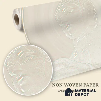 Whisper of Enlightenment Mystic Stone Buddha | WP 04095 Non Woven Matte Finish Indian Style Premium Customized size Wallpaper | 150 GSM WP01MTF Paper | (MOQ = 30 Sq. Ft.)