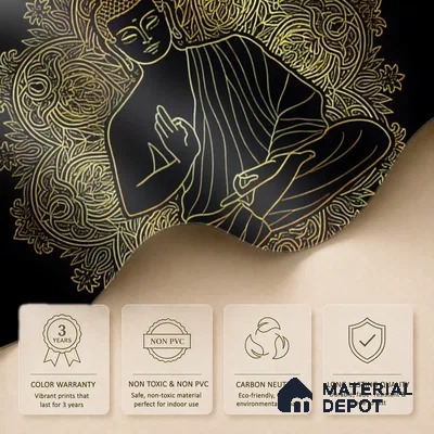 Golden Mandala of Inner Awakening Buddha At Meditation | WP 04096 Non Woven Matte Finish Indian Style Premium Customized size Wallpaper | 150 GSM WP01MTF Paper | (MOQ = 30 Sq. Ft.)