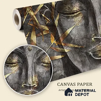 Whispers of the Eternal Cultural Elegance | WP 04101 B Canvas Texture Finish Indian Style luxurious Customized size Wallpaper | 250 GSM WP01CNF Paper | (MOQ = 30 Sq. Ft.)