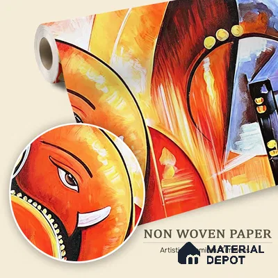 Invocation of Beginnings Ganesh | WP 04102 Non Woven Matte Finish Indian Style Premium Customized size Wallpaper | 150 GSM WP01MTF Paper | (MOQ = 30 Sq. Ft.)