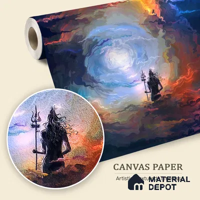 Stillness Before the Storm Shiva | WP 04105 B Canvas Texture Finish Indian Style luxurious Customized size Wallpaper | 250 GSM WP01CNF Paper | (MOQ = 30 Sq. Ft.)