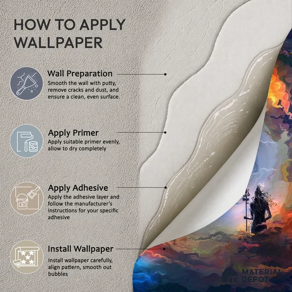 Stillness Before the Storm Shiva | WP 04105 Non Woven Matte Finish Indian Style Premium Customized size Wallpaper | 150 GSM WP01MTF Paper | (MOQ = 30 Sq. Ft.)