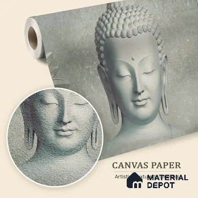 Circles of Consciousness Buddha With Nature | WP 04108 B Canvas Texture Finish Indian Style luxurious Customized size Wallpaper | 250 GSM WP01CNF Paper | (MOQ = 30 Sq. Ft.)