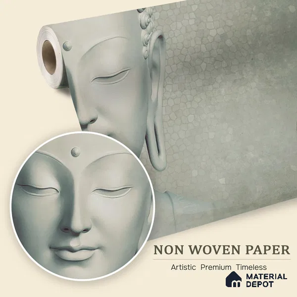 Circles of Consciousness Buddha With Nature | WP 04108 Non Woven Matte Finish Indian Style Premium Customized size Wallpaper | 150 GSM WP01MTF Paper | (MOQ = 30 Sq. Ft.)