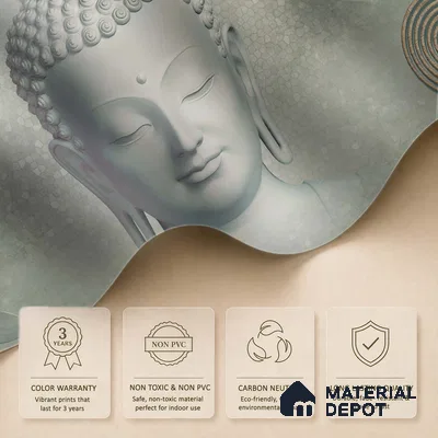 Circles of Consciousness Buddha With Nature | WP 04108 Non Woven Matte Finish Indian Style Premium Customized size Wallpaper | 150 GSM WP01MTF Paper | (MOQ = 30 Sq. Ft.)