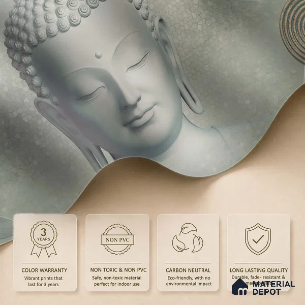 Circles of Consciousness Buddha With Nature | WP 04108 Non Woven Matte Finish Indian Style Premium Customized size Wallpaper | 150 GSM WP01MTF Paper | (MOQ = 30 Sq. Ft.)
