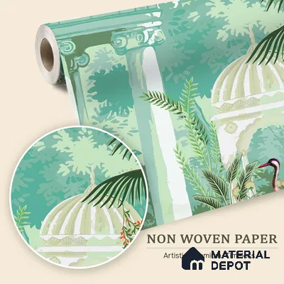 Green That Never Rushes Garden With Peacocks | WP 04111 Non Woven Matte Finish Indian Style Premium Customized size Wallpaper | 150 GSM WP01MTF Paper | (MOQ = 30 Sq. Ft.)