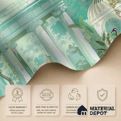 Green That Never Rushes Garden With Peacocks | WP 04111 B Canvas Texture Finish Indian Style luxurious Customized size Wallpaper | 250 GSM WP01CNF Paper | (MOQ = 30 Sq. Ft.)