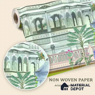 Courts of a Quiet Kingdom Royal Palace With Domes Wallscape | WP 04112 Non Woven Matte Finish Indian Style Premium Customized size Wallpaper | 150 GSM WP01MTF Paper | (MOQ = 30 Sq. Ft.)
