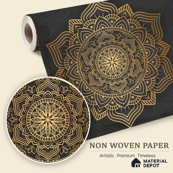 Geometry of Stillness Mandala Design | WP 04113 Non Woven Matte Finish Indian Style Premium Customized size Wallpaper | 150 GSM WP01MTF Paper | (MOQ = 30 Sq. Ft.)