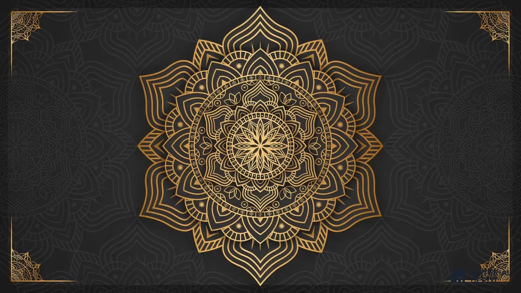 Geometry of Stillness Mandala Design | WP 04113 B Canvas Texture Finish Indian Style luxurious Customized size Wallpaper | 250 GSM WP01CNF Paper | (MOQ = 30 Sq. Ft.)