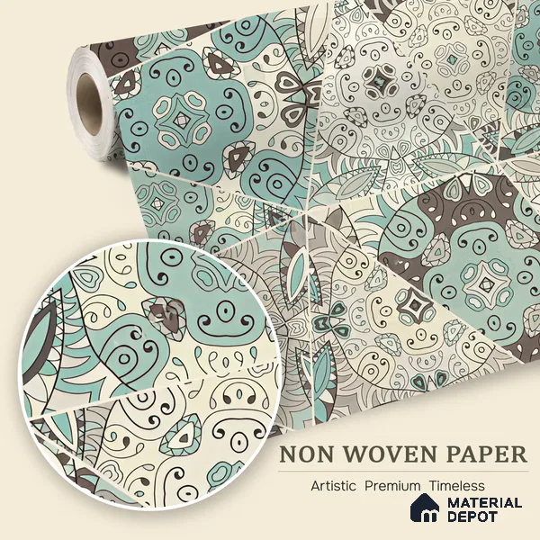 Fragments of Calm Lush Foliage | WP 04114 Non Woven Matte Finish Indian Style Premium Customized size Wallpaper | 150 GSM WP01MTF Paper | (MOQ = 30 Sq. Ft.)