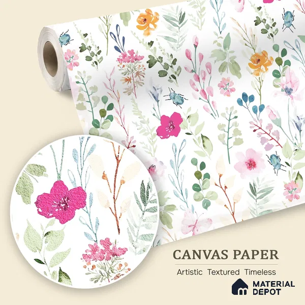 Meadow Full of Secrets Lush Green Tropical Foliage | WP 04116 Canvas Texture Finish Florals Style luxurious Customized size Wallpaper | 250 GSM WP01CNF Paper | (MOQ = 30 Sq. Ft.)