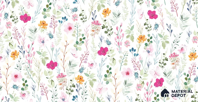Meadow Full of Secrets Lush Green Tropical Foliage | WP 04116 Canvas Texture Finish Florals Style luxurious Customized size Wallpaper | 250 GSM WP01CNF Paper | (MOQ = 30 Sq. Ft.)