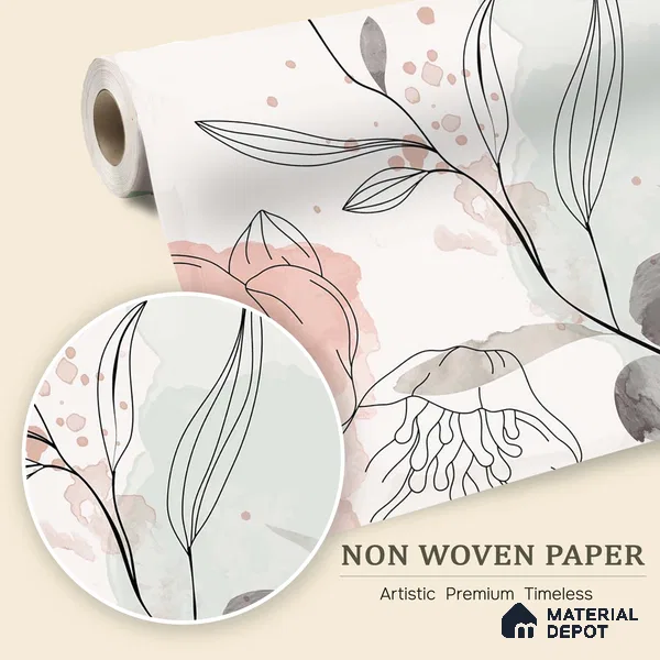 Pause Between Petals Neutral Gray Floral Look | WP 04119 B Non Woven Matte Finish Florals Style Premium Customized size Wallpaper | 150 GSM WP01MTF Paper | (MOQ = 30 Sq. Ft.)