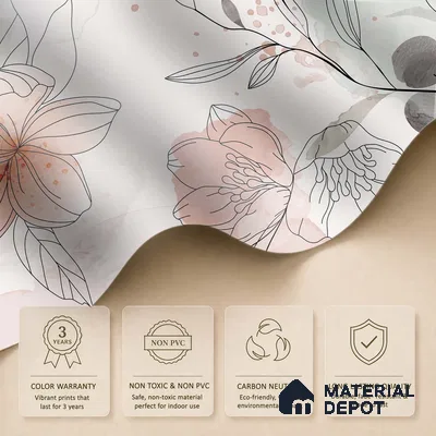 Pause Between Petals Neutral Gray Floral Look | WP 04119 B Non Woven Matte Finish Florals Style Premium Customized size Wallpaper | 150 GSM WP01MTF Paper | (MOQ = 30 Sq. Ft.)