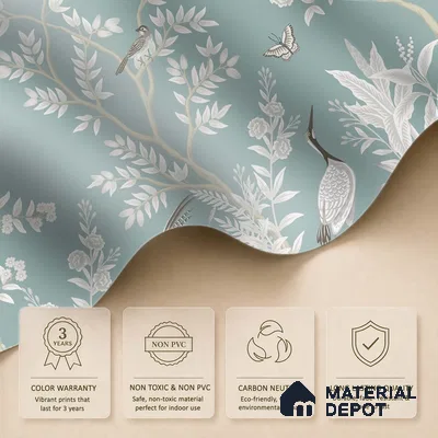 Stillness in Pale Blue Violet Whimsy Floral Art | WP 04121 Canvas Texture Finish Florals Style luxurious Customized size Wallpaper | 250 GSM WP01CNF Paper | (MOQ = 30 Sq. Ft.)