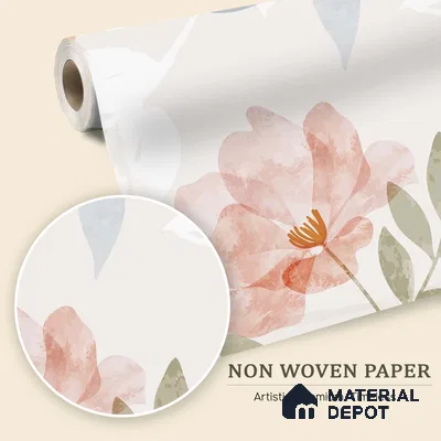 Quiet Botanica Delicate Pink Wildflower Scatter | WP 04128 B Non Woven Matte Finish Florals Style Premium Customized size Wallpaper | 150 GSM WP01MTF Paper | (MOQ = 30 Sq. Ft.)