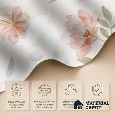 Quiet Botanica Delicate Pink Wildflower Scatter | WP 04128 B Non Woven Matte Finish Florals Style Premium Customized size Wallpaper | 150 GSM WP01MTF Paper | (MOQ = 30 Sq. Ft.)