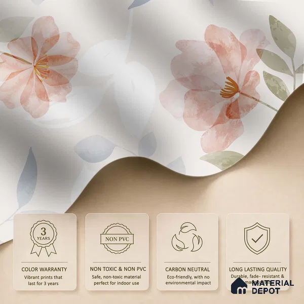 Quiet Botanica Delicate Pink Wildflower Scatter | WP 04128 B Non Woven Matte Finish Florals Style Premium Customized size Wallpaper | 150 GSM WP01MTF Paper | (MOQ = 30 Sq. Ft.)