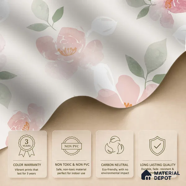 Blush Garden Subtle Beige Botanical Leaf Print | WP 04130 B Non Woven Matte Finish Florals Style Premium Customized size Wallpaper | 150 GSM WP01MTF Paper | (MOQ = 30 Sq. Ft.)
