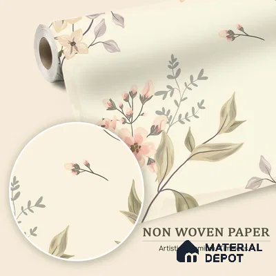 Spring Whisper Blue Hibiscus Bloom Pattern | WP 04133 B Non Woven Matte Finish Florals Style Premium Customized size Wallpaper | 150 GSM WP01MTF Paper | (MOQ = 30 Sq. Ft.)