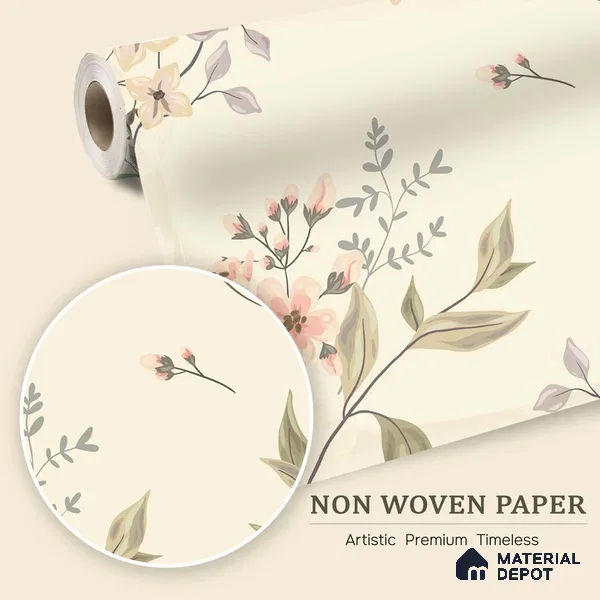 Spring Whisper Blue Hibiscus Bloom Pattern | WP 04133 B Non Woven Matte Finish Florals Style Premium Customized size Wallpaper | 150 GSM WP01MTF Paper | (MOQ = 30 Sq. Ft.)