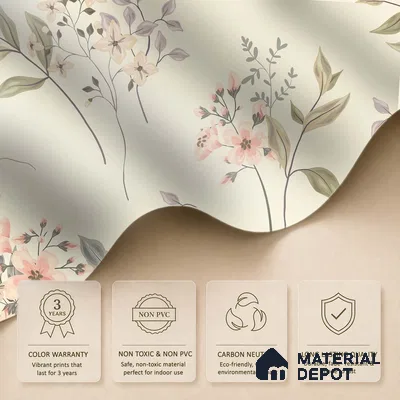 Spring Whisper Blue Hibiscus Bloom Pattern | WP 04133 B Non Woven Matte Finish Florals Style Premium Customized size Wallpaper | 150 GSM WP01MTF Paper | (MOQ = 30 Sq. Ft.)