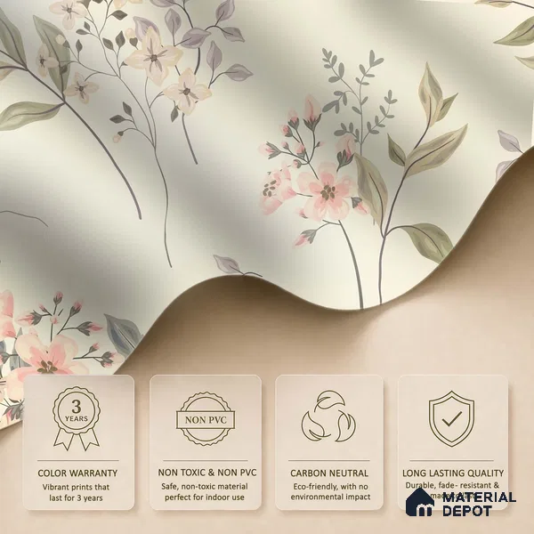 Spring Whisper Blue Hibiscus Bloom Pattern | WP 04133 B Non Woven Matte Finish Florals Style Premium Customized size Wallpaper | 150 GSM WP01MTF Paper | (MOQ = 30 Sq. Ft.)