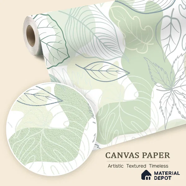 Botanical Overlay Bold Garden Motif | WP 04134 Canvas Texture Finish Tropical Style luxurious Customized size Wallpaper | 250 GSM WP01CNF Paper | (MOQ = 30 Sq. Ft.)