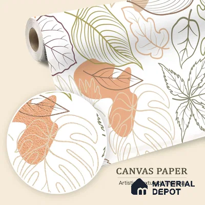 Botanical Sketch Vintage Blossom Peach Flair | WP 04135 Canvas Texture Finish Tropical Style luxurious Customized size Wallpaper | 250 GSM WP01CNF Paper | (MOQ = 30 Sq. Ft.)