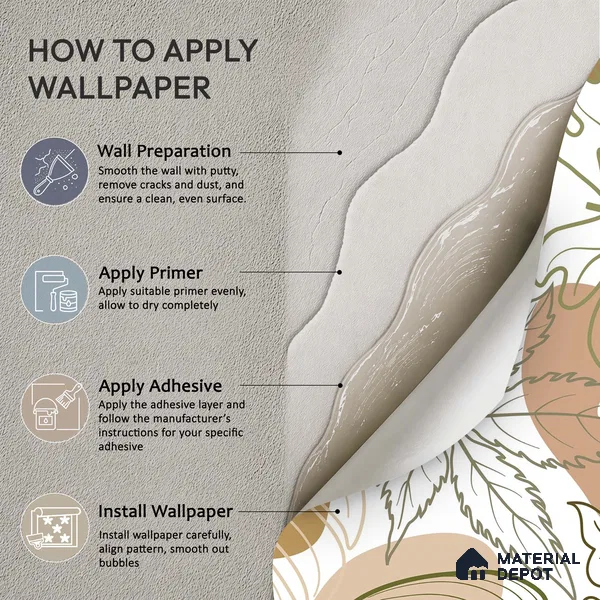 Leaf Geometry Warm Toned Poppy Spread | WP 04136 B Non Woven Matte Finish Tropical Style Premium Customized size Wallpaper | 150 GSM WP01MTF Paper | (MOQ = 30 Sq. Ft.)