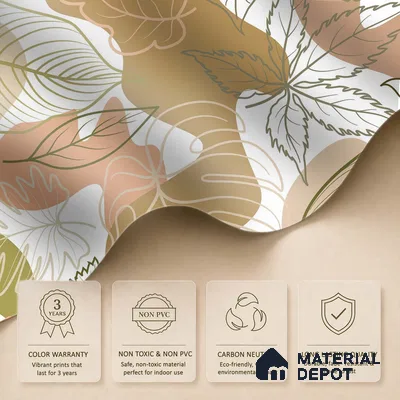 Leaf Geometry Warm Toned Poppy Spread | WP 04136 B Non Woven Matte Finish Tropical Style Premium Customized size Wallpaper | 150 GSM WP01MTF Paper | (MOQ = 30 Sq. Ft.)