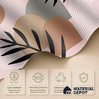 Palm Geometry Muted Pink Poppy Print | WP 04143 Canvas Texture Finish Tropical Style luxurious Customized size Wallpaper | 250 GSM WP01CNF Paper | (MOQ = 30 Sq. Ft.)