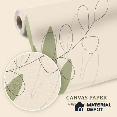 One Line Garden Light Lilac Blossom Wash | WP 04144 Canvas Texture Finish Tropical Style luxurious Customized size Wallpaper | 250 GSM WP01CNF Paper | (MOQ = 30 Sq. Ft.)