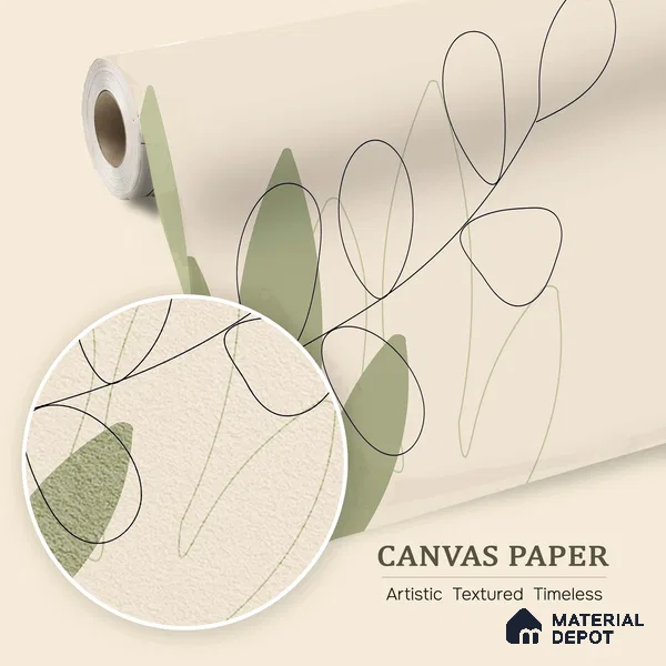 One Line Garden Light Lilac Blossom Wash | WP 04144 Canvas Texture Finish Tropical Style luxurious Customized size Wallpaper | 250 GSM WP01CNF Paper | (MOQ = 30 Sq. Ft.)