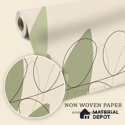 One Line Garden Light Lilac Blossom Wash | WP 04144 B Non Woven Matte Finish Tropical Style Premium Customized size Wallpaper | 150 GSM WP01MTF Paper | (MOQ = 30 Sq. Ft.)
