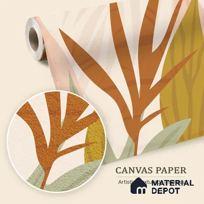 Warm Earth Leaves Wild Pattern | WP 04145 Canvas Texture Finish Tropical Style luxurious Customized size Wallpaper | 250 GSM WP01CNF Paper | (MOQ = 30 Sq. Ft.)