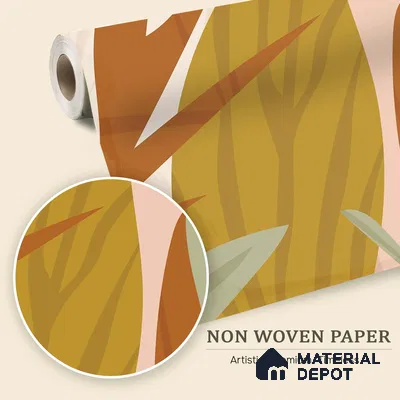 Warm Earth Leaves Wild Pattern | WP 04145 B Non Woven Matte Finish Tropical Style Premium Customized size Wallpaper | 150 GSM WP01MTF Paper | (MOQ = 30 Sq. Ft.)