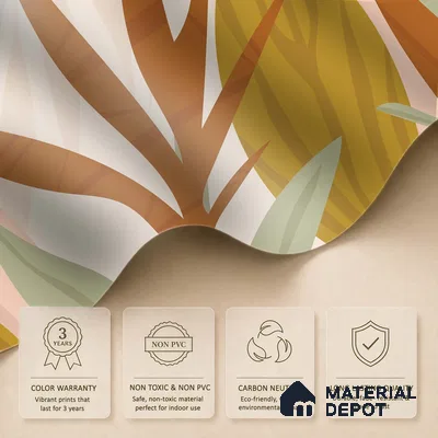 Warm Earth Leaves Wild Pattern | WP 04145 B Non Woven Matte Finish Tropical Style Premium Customized size Wallpaper | 150 GSM WP01MTF Paper | (MOQ = 30 Sq. Ft.)