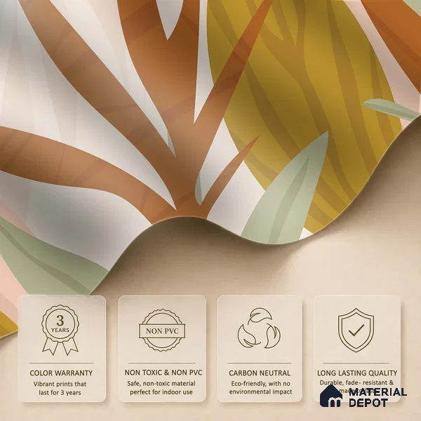 Warm Earth Leaves Wild Pattern | WP 04145 B Non Woven Matte Finish Tropical Style Premium Customized size Wallpaper | 150 GSM WP01MTF Paper | (MOQ = 30 Sq. Ft.)