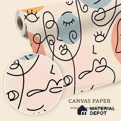 Portrait in Lines | WP 04150 Canvas Texture Finish Abstract Style luxurious Customized size Wallpaper | 250 GSM WP01CNF Paper | (MOQ = 30 Sq. Ft.) | Design change not possible