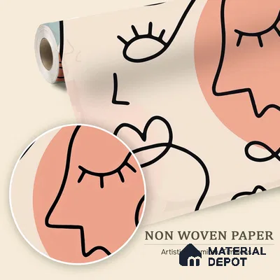 Portrait in Lines | WP 04150 B Non Woven Matte Finish Abstract Style Premium Customized size Wallpaper | 150 GSM WP01MTF Paper | (MOQ = 30 Sq. Ft.) | Design change not possible