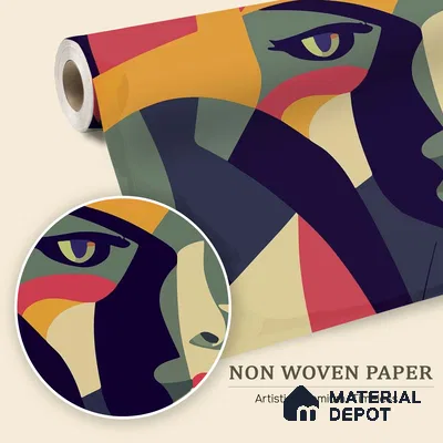Echoes of Faces Playful Rainbow Splash | WP 04151 B Non Woven Matte Finish Abstract Style Premium Customized size Wallpaper | 150 GSM WP01MTF Paper | (MOQ = 30 Sq. Ft.)