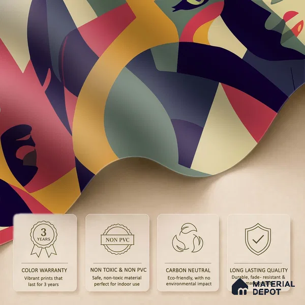 Echoes of Faces Playful Rainbow Splash | WP 04151 B Non Woven Matte Finish Abstract Style Premium Customized size Wallpaper | 150 GSM WP01MTF Paper | (MOQ = 30 Sq. Ft.)