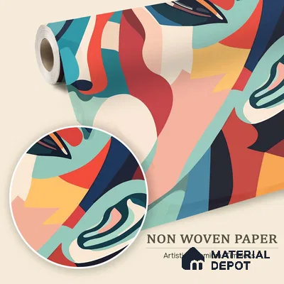 Emotional Geometry | WP 04152 B Non Woven Matte Finish Abstract Style Premium Customized size Wallpaper | 150 GSM WP01MTF Paper | (MOQ = 30 Sq. Ft.)
