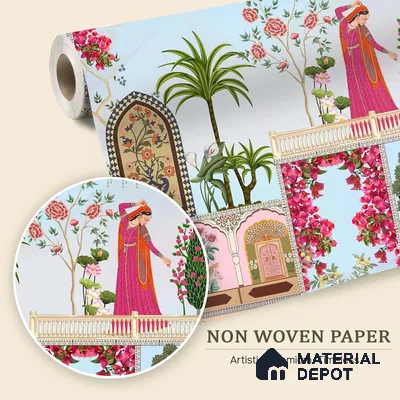 Mehfil-e-Gulistan Terracotta Peony Spread | WP 04166 Non Woven Matte Finish Indian Style Premium Customized size Wallpaper | 150 GSM WP01MTF Paper | (MOQ = 30 Sq. Ft.)