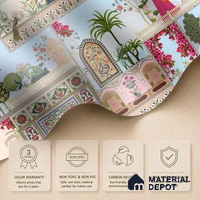 Mehfil-e-Gulistan Terracotta Peony Spread | WP 04166 Non Woven Matte Finish Indian Style Premium Customized size Wallpaper | 150 GSM WP01MTF Paper | (MOQ = 30 Sq. Ft.)